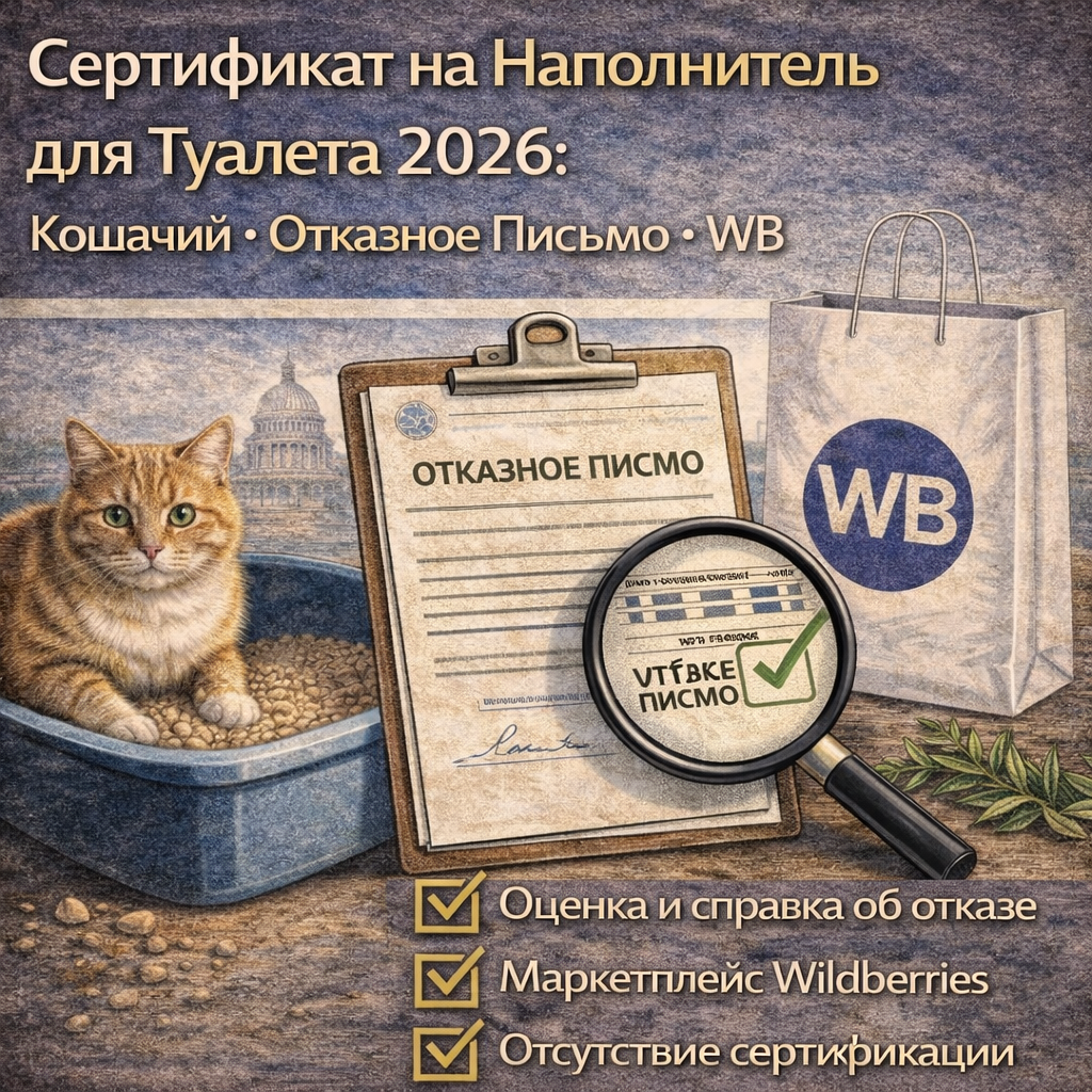 Сертификат на Наполнитель для Туалета 2026: Кошачий, Отказное Письмо, WB