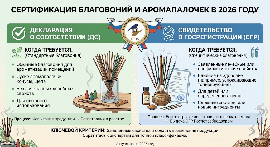 Сертификация Благовоний 2026: СГР, Декларация, Роспотребнадзор