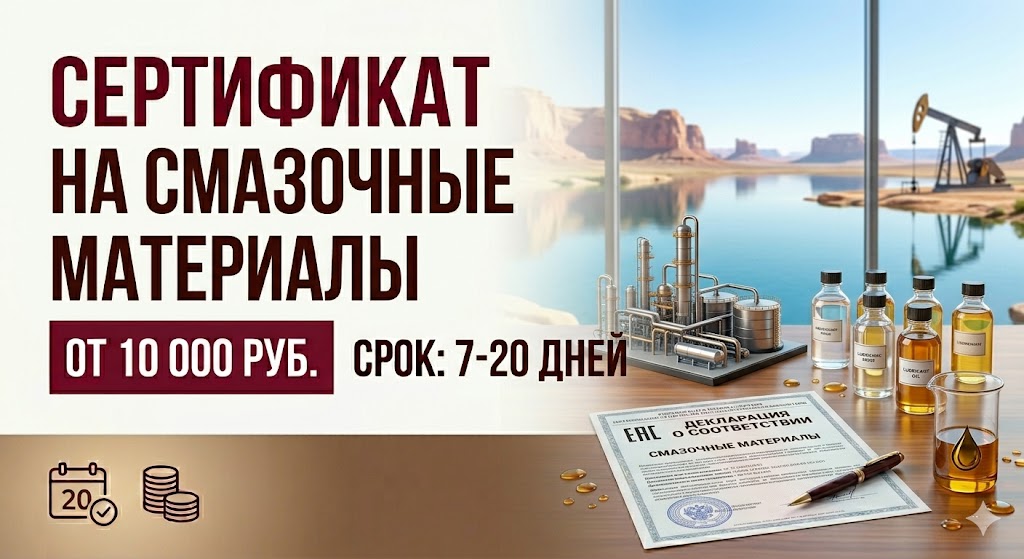 Сертификат на смазочные материалы от 10 000 руб., 7-20 дней | Реестр Гарант