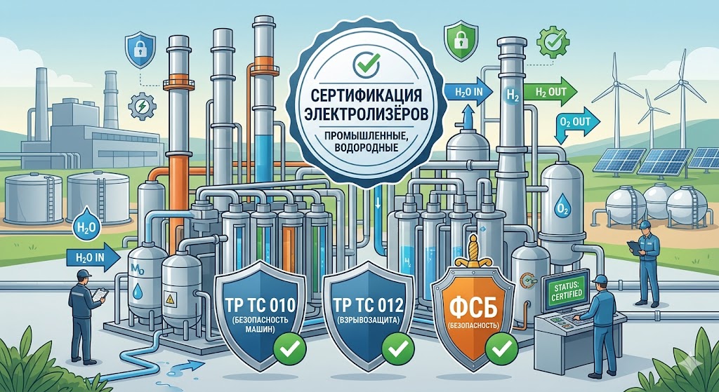Сертификация электролизёров в России: ТР ТС 010, ТР ТС 012 и нотификация ФСБ