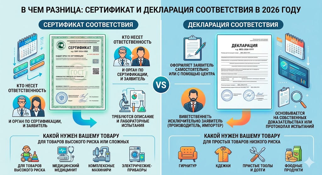 Декларация или Сертификат 2026: Различия, Ответственность, ТР ТС