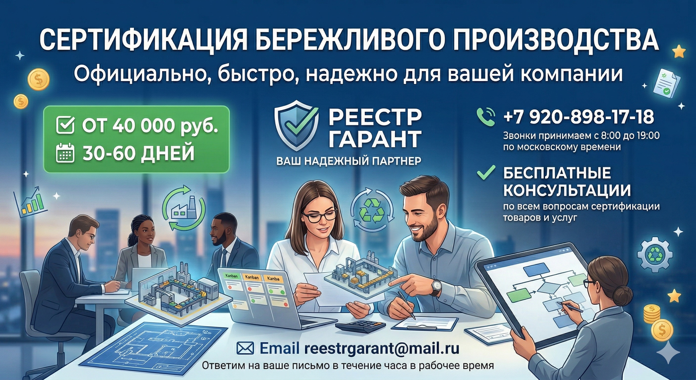 Сертификация бережливого производства от 40 000 руб. | Реестр Гарант