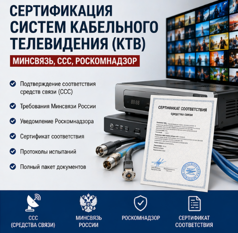 Сертификация систем кабельного телевидения (КТВ): Минсвязь, ССС, Роскомнадзор