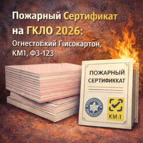 Пожарный Сертификат на ГКЛО 2026: Огнестойкий Гипсокартон, КМ1, ФЗ-123
