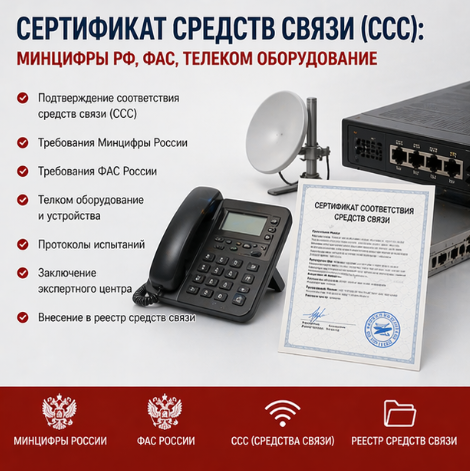 Сертификат средств связи (ССС): Минцифры РФ, ФАС, Телеком оборудование