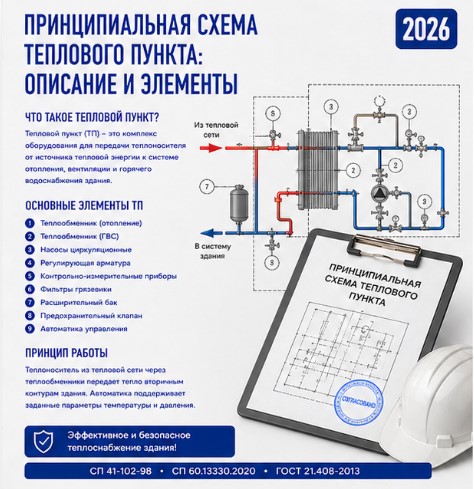 Принципиальная схема теплового пункта: описание элементов и принцип работы