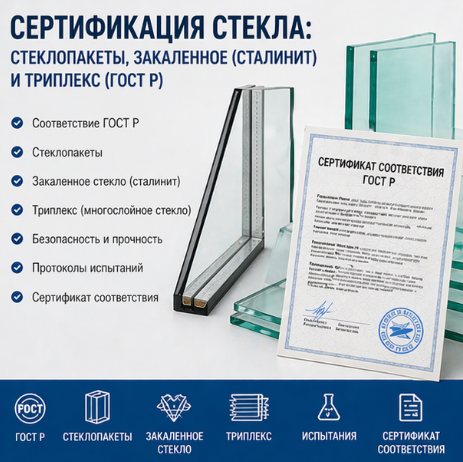 Сертификация стекла: стеклопакеты, закаленное (сталинит) и триплекс (ГОСТ Р)