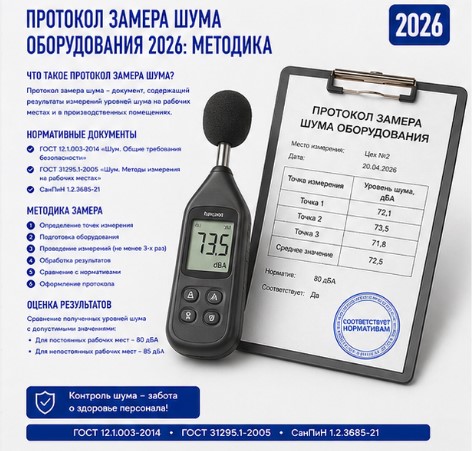 Протокол замера шума оборудования 2026: методика
