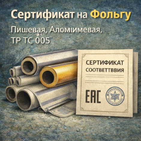 Сертификат на Фольгу 2026: Пищевая, Алюминиевая, ТР ТС 005