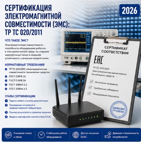 Сертификация ЭМС по ТР ТС 020/2011: сертификат, декларация и испытания в России