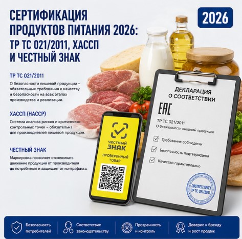 Сертификация продуктов питания: ТР ТС 021/2011, ХАССП и «Честный Знак»