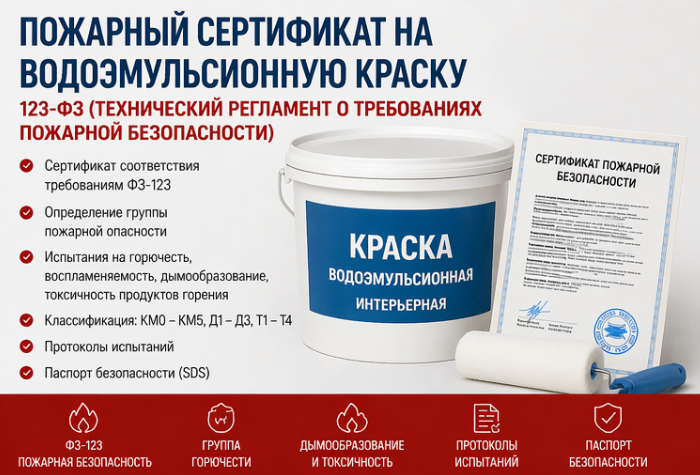 Пожарный Сертификат на Водоэмульсионную Краску (123-ФЗ, ДПБ)