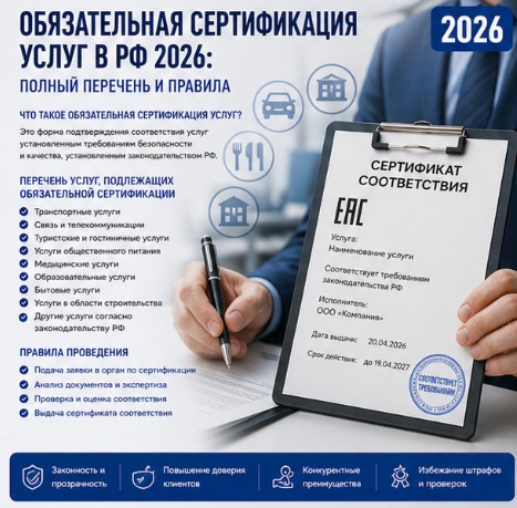 Обязательная сертификация услуг в РФ 2026: полный перечень и правила