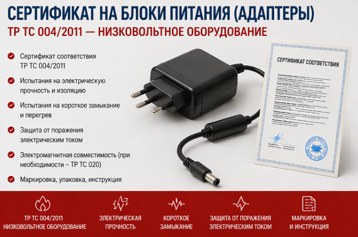 Сертификат на блоки питания (Адаптеры): ТР ТС 004, Короткое замыкание