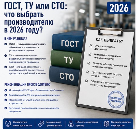ГОСТ, ТУ или СТО: что выбрать производителю в 2026 году?