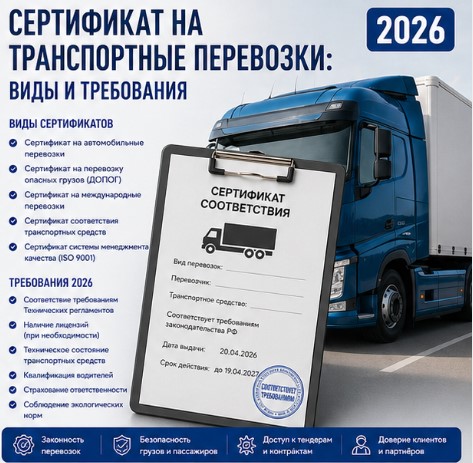 Сертификат на транспортные перевозки: виды и требования 2026