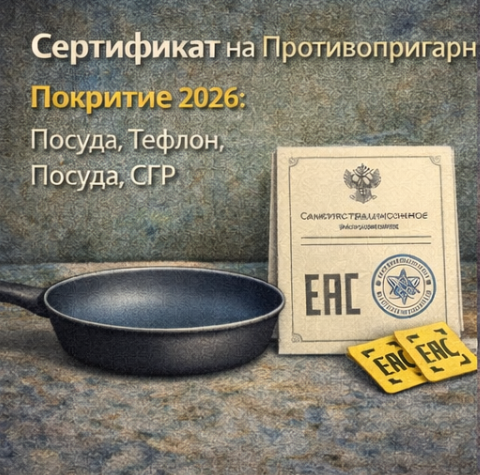 Сертификат на Противопригарное Покрытие 2026: Посуда, Тефлон, Посуда, СГР