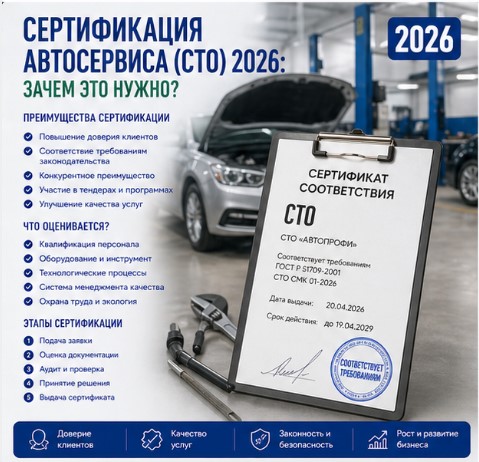 Сертификация автосервиса (СТО) 2026: зачем это нужно?