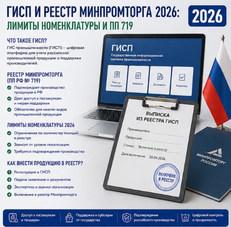 ГИСП и реестр Минпромторга 2026: лимиты номенклатуры и ПП 719