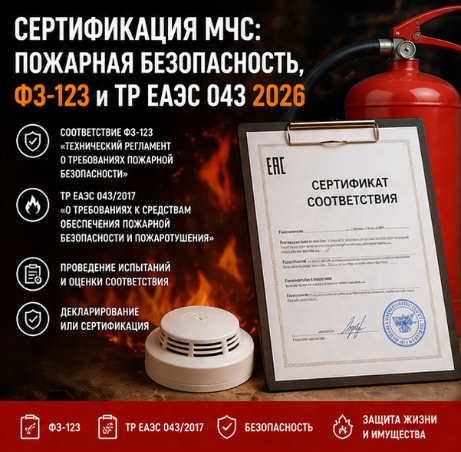 Сертификация МЧС: пожарная безопасность, ФЗ-123 и ТР ЕАЭС 043 2026