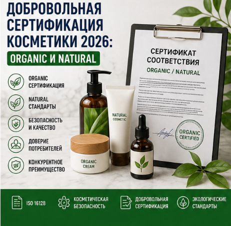 Добровольная сертификация косметики 2026: Organic и Natural
