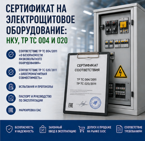 Сертификат на электрощитовое оборудование: НКУ, ТР ТС 004 и 020