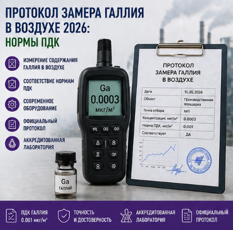 Протокол замера галлия в воздухе 2026: нормы ПДК