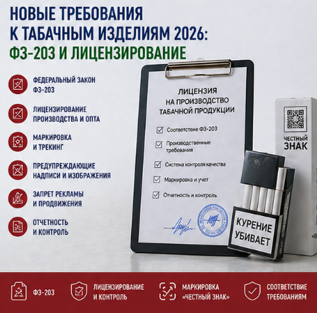 Новые требования к табачным изделиям 2026: ФЗ-203 и лицензирование