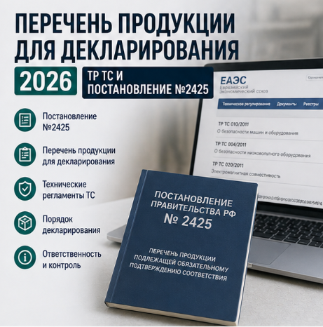 Перечень продукции для декларирования: ТР ТС и Постановление №2425