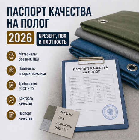 Паспорт качества на полог 2026: брезент, ПВХ и плотность