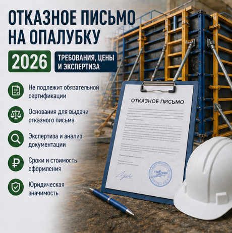 Отказное письмо на опалубку: требования 2026, цены и экспертиза