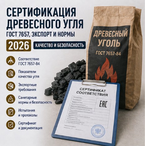 Сертификация древесного угля: ГОСТ 7657, экспорт и нормы 2026