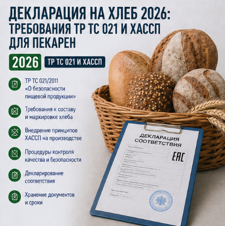 Декларация на хлеб 2026: требования ТР ТС 021 и ХАССП для пекарен