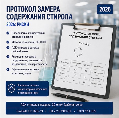 Протокол замера содержания стирола 2026: риски