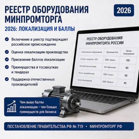 Реестр оборудования Минпромторга: локализация и баллы по ПП № 719