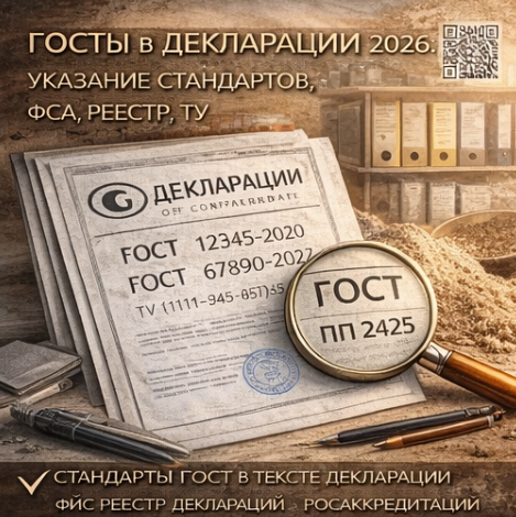 ГОСТы в Декларации 2026: Указание стандартов, ФСА, Реестр, ТУ