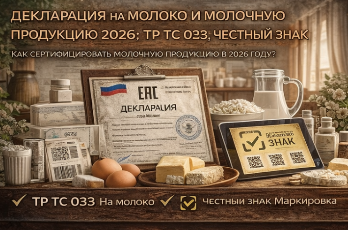 Декларация на Молоко и Молочную Продукцию 2026: ТР ТС 033, Честный ЗНАК