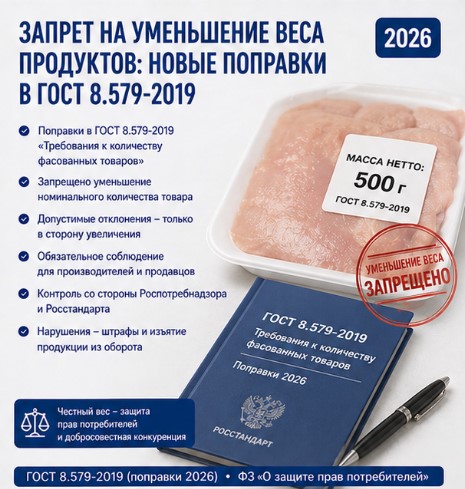Запрет на уменьшение веса продуктов: новые поправки в ГОСТ 8.579-2019
