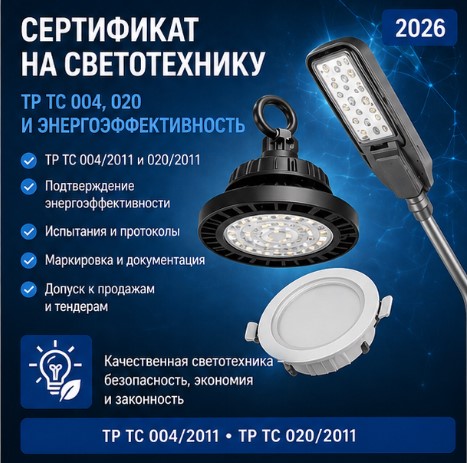 Сертификат на светотехнику: ТР ТС 004, 020 и энергоэффективность 2026
