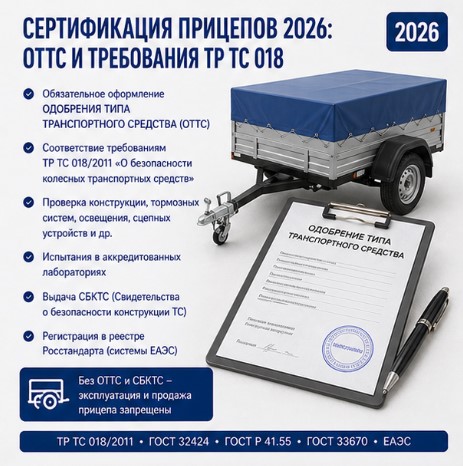 Сертификация прицепов 2026: ОТТС и требования ТР ТС 018