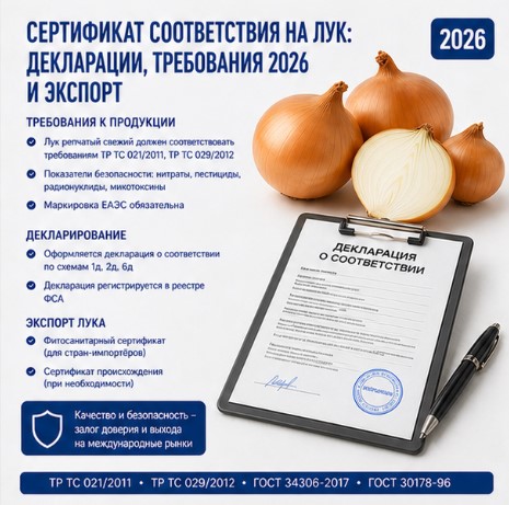 Сертификат соответствия на лук: декларации, требования 2026 и экспорт