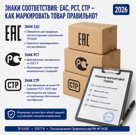 Знаки соответствия: EAC, РСТ, СТР — как маркировать товар правильно?
