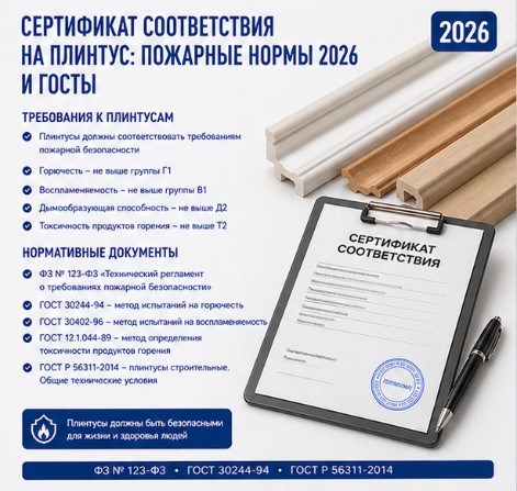 Сертификат соответствия на плинтус: пожарные нормы 2026 и ГОСТы