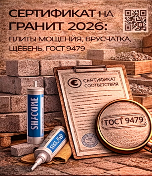 Сертификат на Гранит 2026: Плиты Мощения, Брусчатка, Щебень, ГОСТ 9479