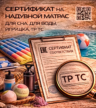 Сертификат на Надувной Матрас 2026: Для сна, Для воды, Игрушка, ТР ТС