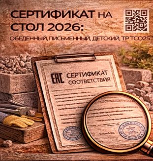 Сертификат на Стол 2026: Обеденный, Письменный, Детский, ТР ТС 025