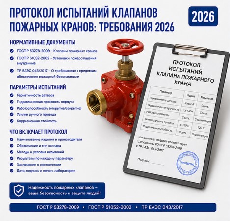 Протокол испытаний клапанов пожарных кранов: требования 2026