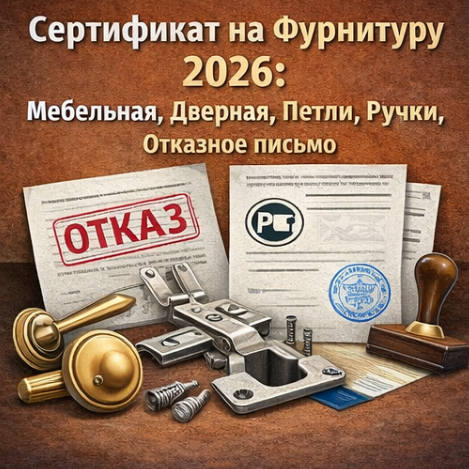 Сертификат на Фурнитуру 2026: Мебельная, Дверная, Петли, Ручки, Отказное письмо