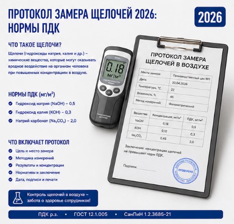 Протокол замера щелочей 2026: нормы ПДК