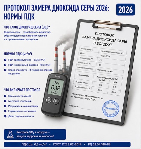 Протокол замера диоксида серы 2026: нормы